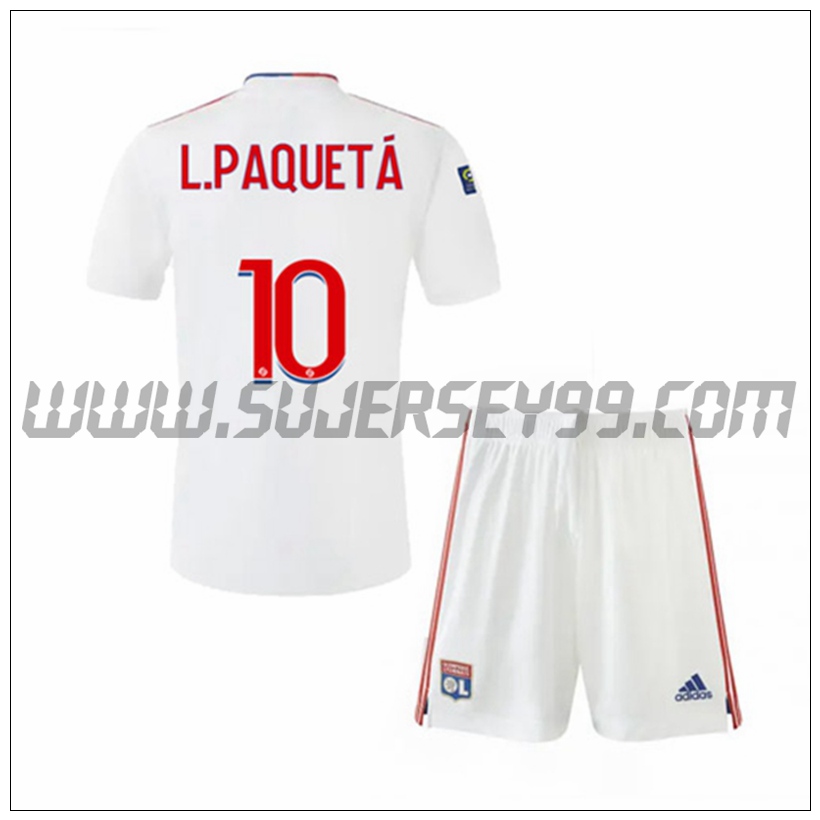 Primera Equipacion del Lyon OL L.PAQUEYA 10 Ninos 2021 2022