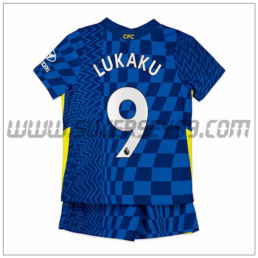 Primera Equipacion del FC Chelsea Lukaku 9 Ninos 2021 2022