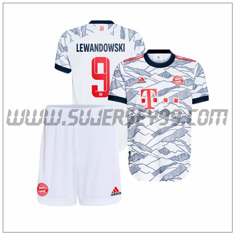 Tercera Equipacion del Bayern Munich Lewandowski 9 Ninos 2021 2022