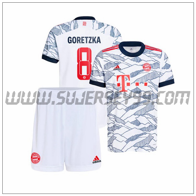 Tercera Equipacion del Bayern Munich Goretzka 8 Ninos 2021 2022