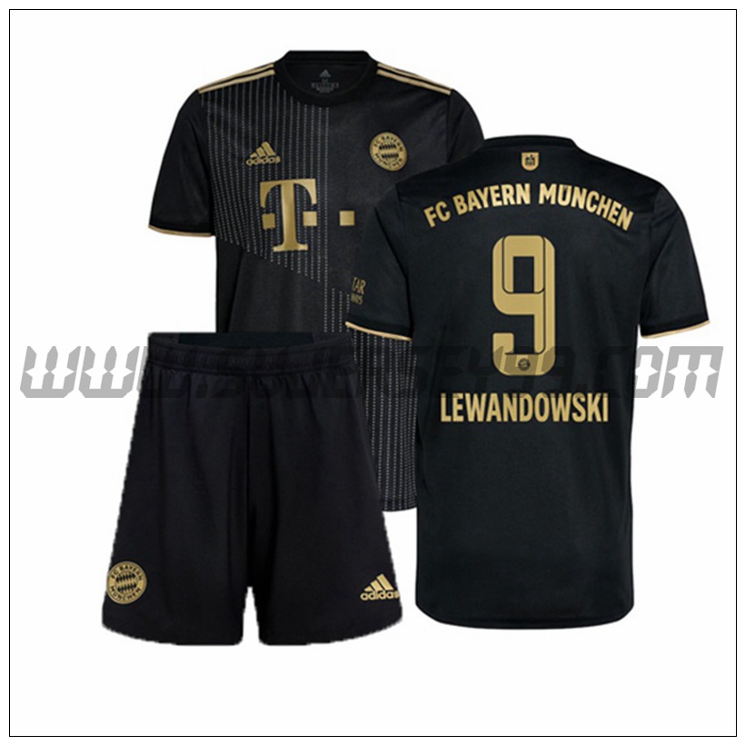 Segunda Equipacion del Bayern Munich Lewandowski 9 Ninos 2021 2022