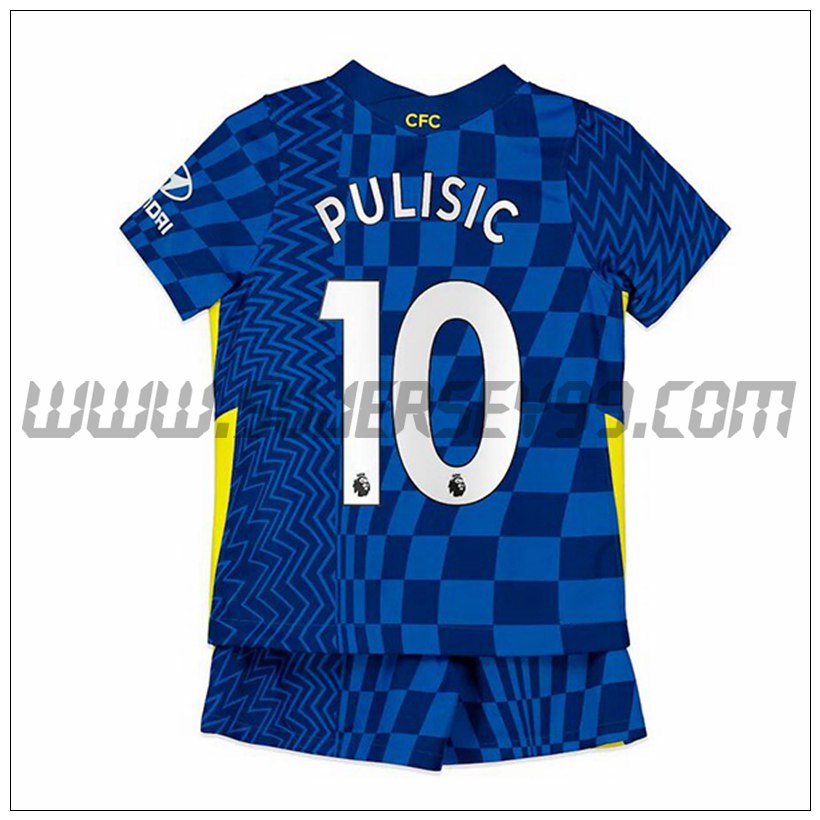 Primera Equipacion del FC Chelsea Pulisic 10 Ninos 2021 2022