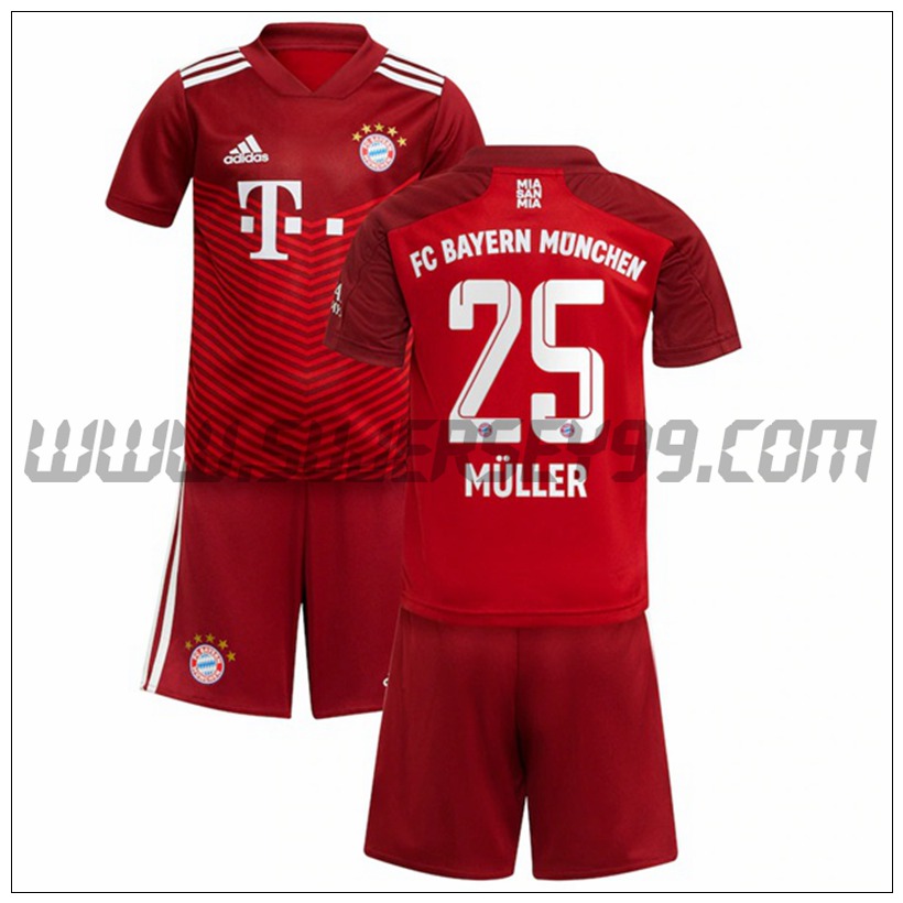 Primera Equipacion del Bayern Munich Muller 25 Ninos 2021 2022