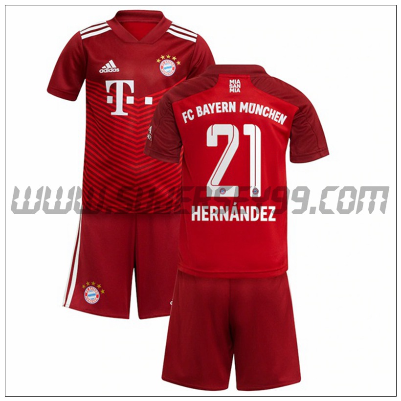 Primera Equipacion del Bayern Munich Hernandez 21 Ninos 2021 2022