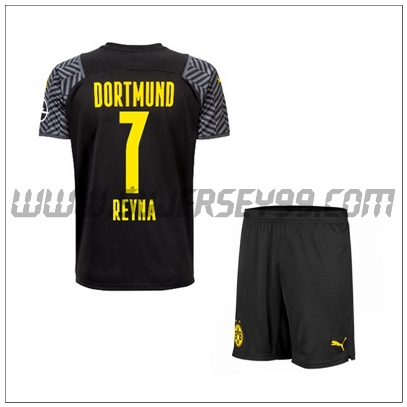 Segunda Equipacion del Dortmund BVB Reyna 7 Ninos 2021 2022