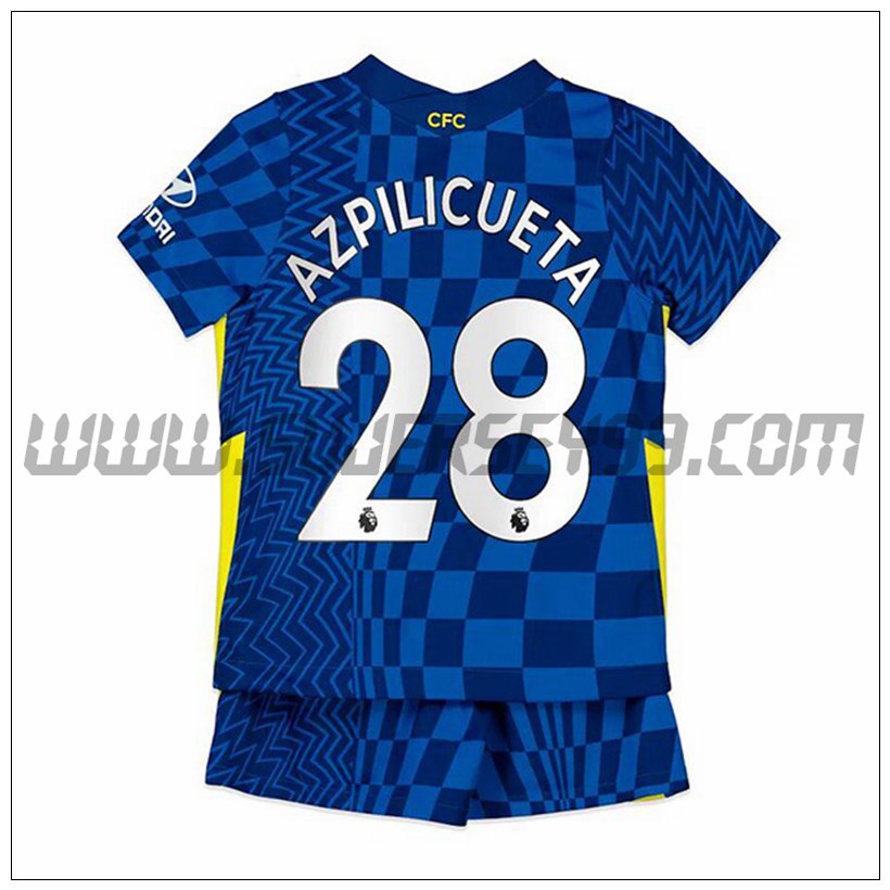 Primera Equipacion del FC Chelsea Azpilicueta 28 Ninos 2021 2022