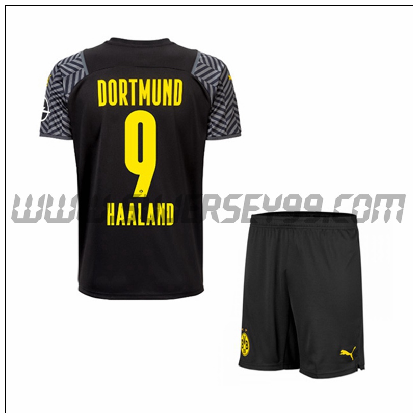 Segunda Equipacion del Dortmund BVB Haaland 9 Ninos 2021 2022