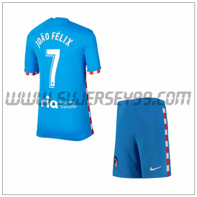 Tercera Equipacion del Atletico Madrid Joao Felix 7 Ninos 2021 2022