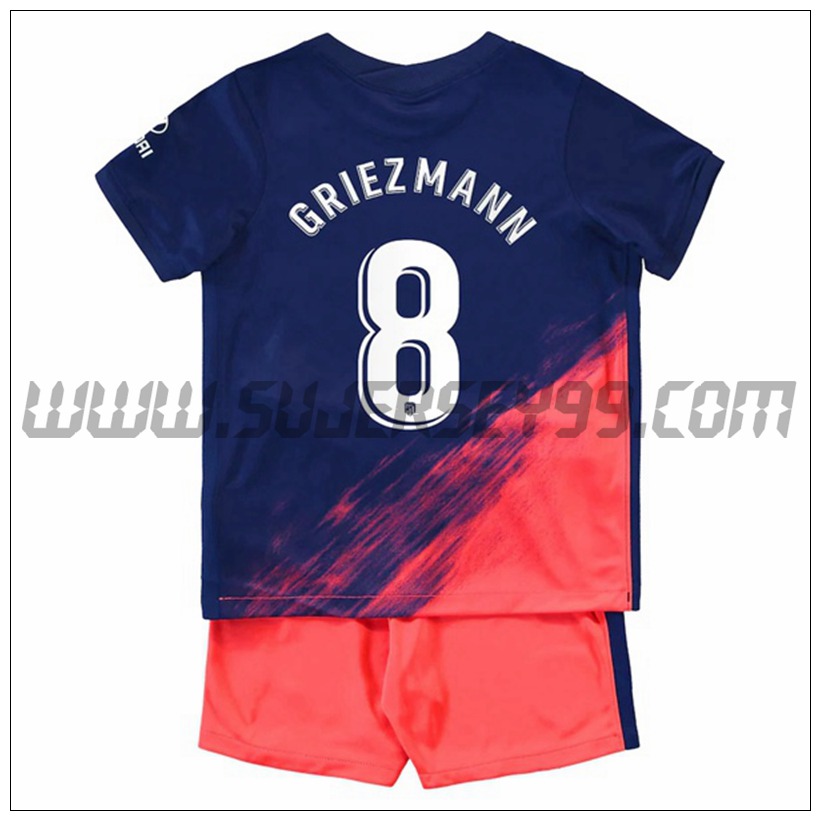 Segunda Equipacion del Atletico Madrid Griezmann 8 Ninos 2021 2022