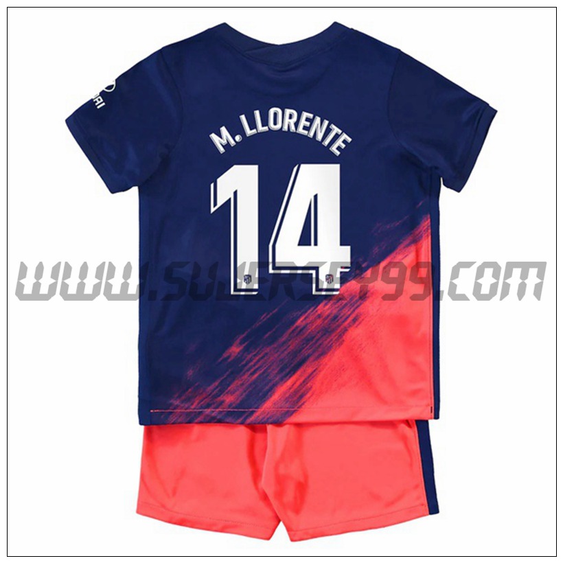 Segunda Equipacion del Atletico Madrid M. Llorente 14 Ninos 2021 2022