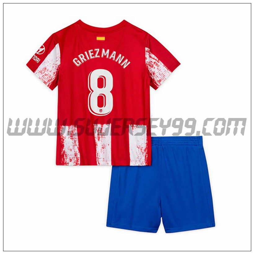 Primera Equipacion del Atletico Madrid Griezmann 8 Ninos 2021 2022