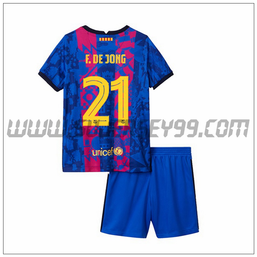 Tercera Equipacion del FC Barcelona Frenkie de Jong 21 Ninos 2021 2022