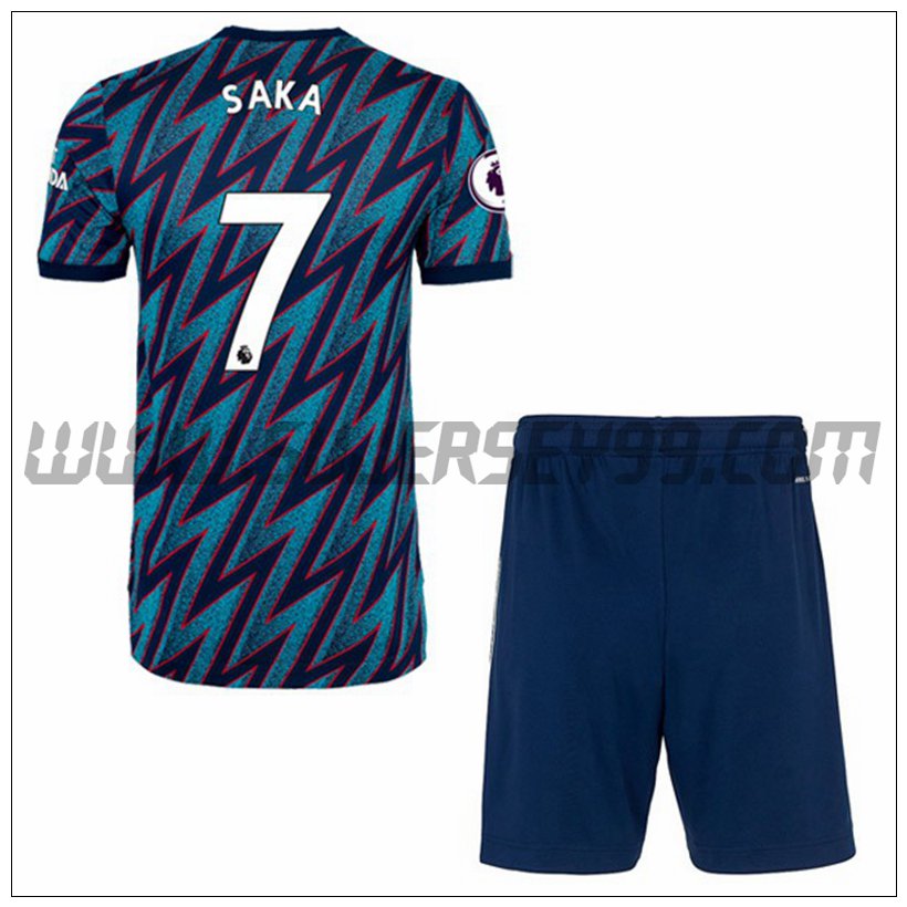 Tercera Equipacion del FC Arsenal Bukayo Saka 7 Ninos 2021 2022