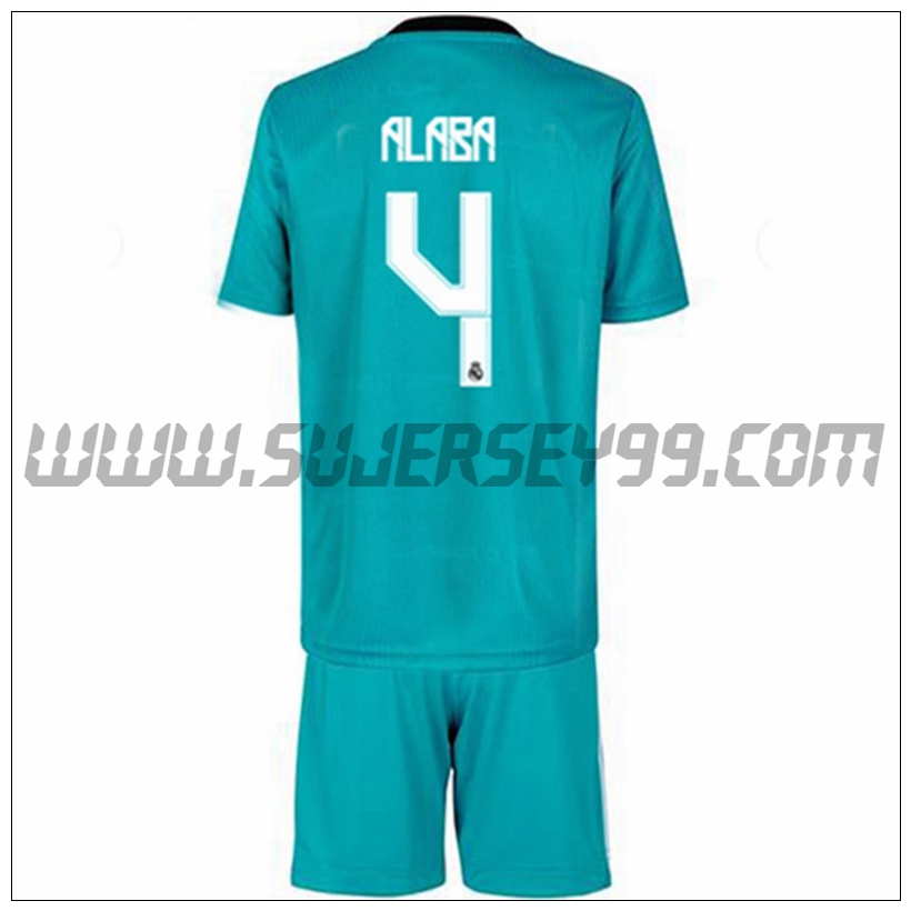 Tercera Equipacion del Real Madrid Alaba 4 Ninos 2021 2022