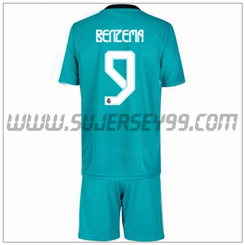 Tercera Equipacion del Real Madrid Benzema 9 Ninos 2021 2022