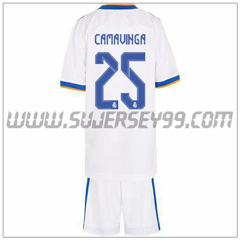 Primera Equipacion del Real Madrid Camavinga 25 Ninos 2021 2022