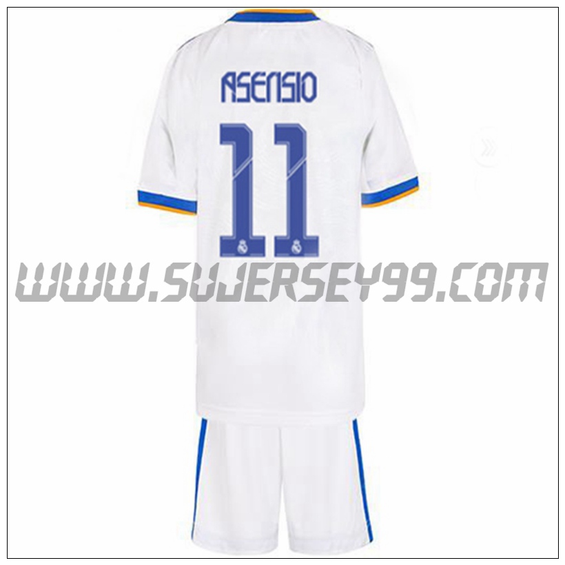 Primera Equipacion del Real Madrid Asensio 11 Ninos 2021 2022