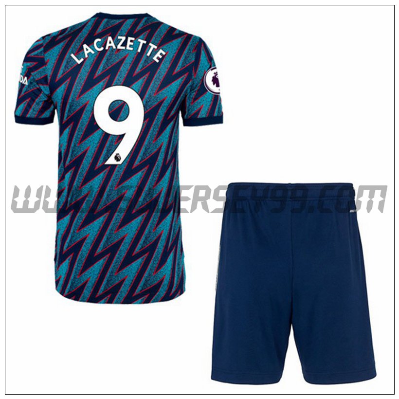 Tercera Equipacion del FC Arsenal Alexandre Lacazette 9 Ninos 2021 2022