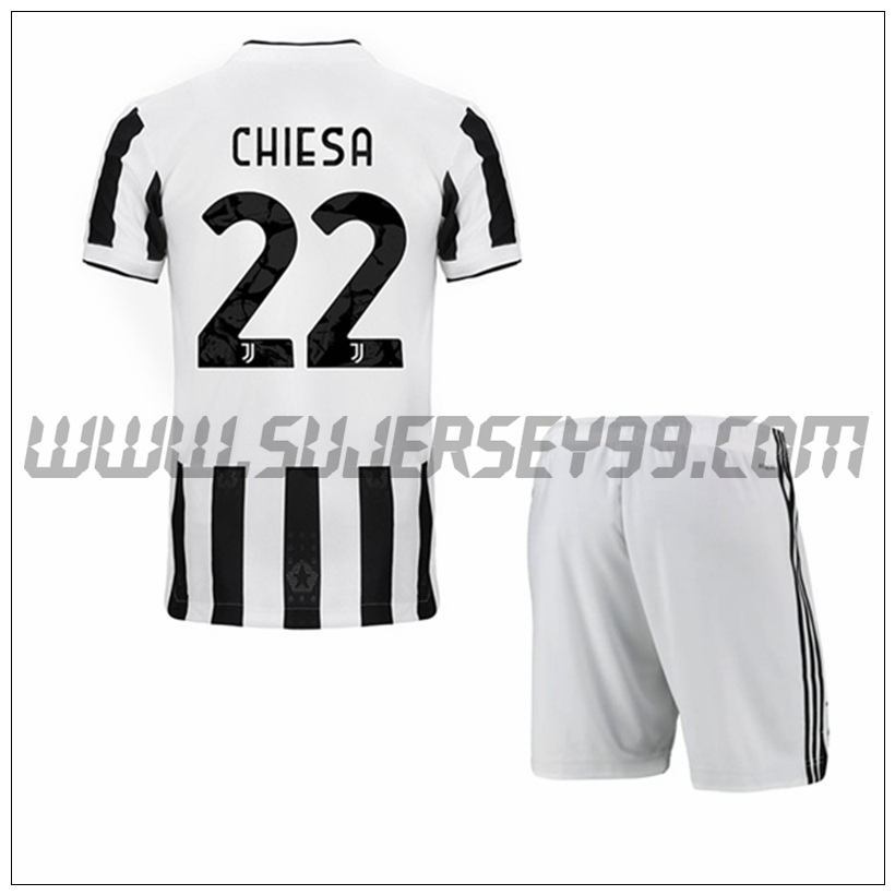 Primera Equipacion del Juventus CHIESA 22 Ninos 2021 2022