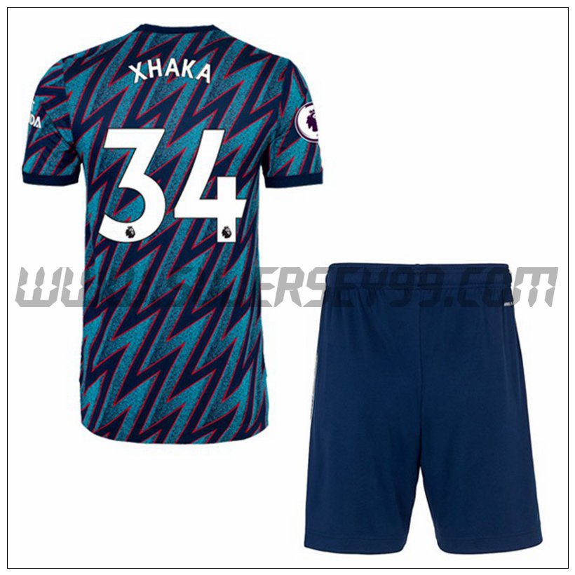 Tercera Equipacion del FC Arsenal Granit Xhaka 34 Ninos 2021 2022