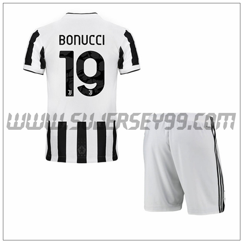 Primera Equipacion del Juventus BONUCCI 19 Ninos 2021 2022