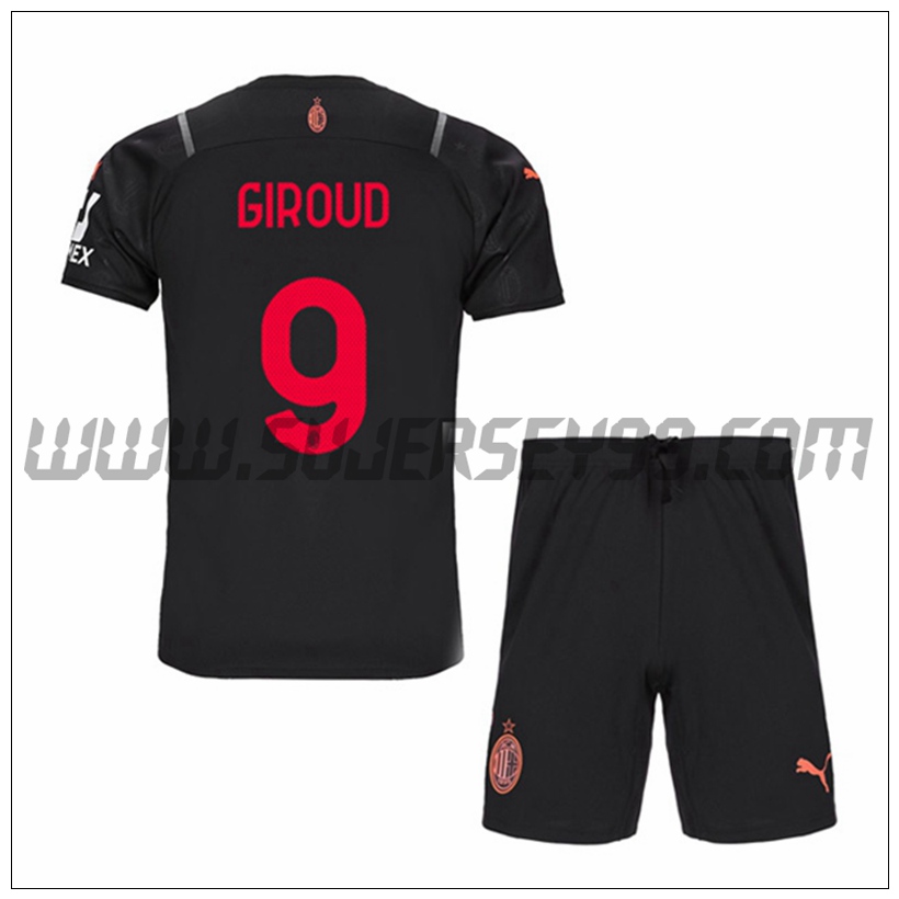 Tercera Equipacion del AC Milan GIROUD 9 Ninos 2021 2022