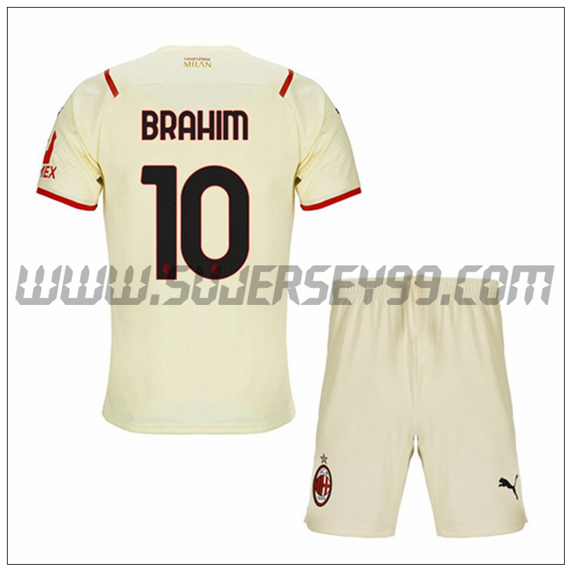 Segunda Equipacion del AC Milan BRAHIM 10 Ninos 2021 2022