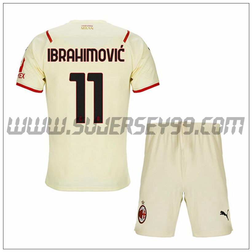 Segunda Equipacion del AC Milan IBRAHIMOVIC 11 Ninos 2021 2022