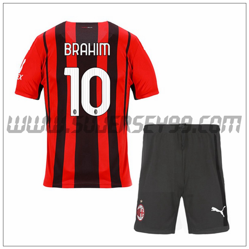 Primera Equipacion del AC Milan BRAHIM 10 Ninos 2021 2022