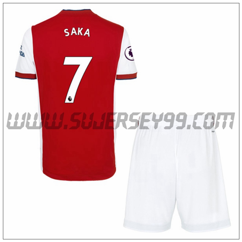 Primera Equipacion del FC Arsenal Bukayo Saka 7 Ninos 2021 2022