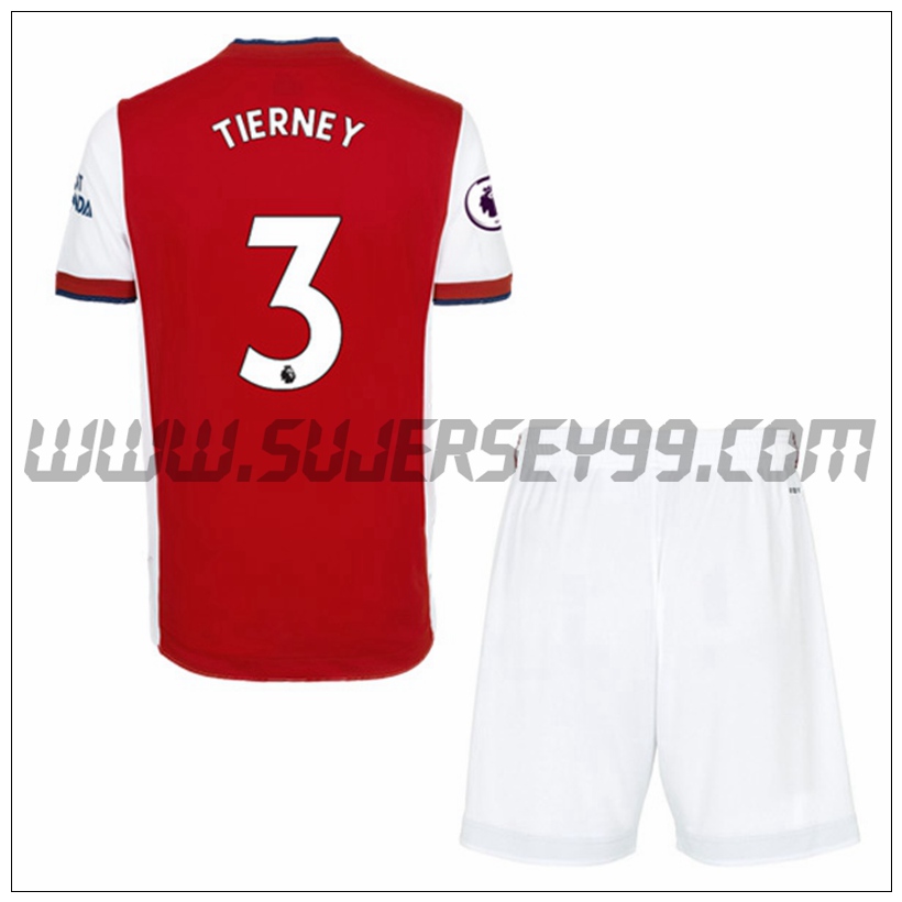 Primera Equipacion del FC Arsenal Kieran Tierney 3 Ninos 2021 2022