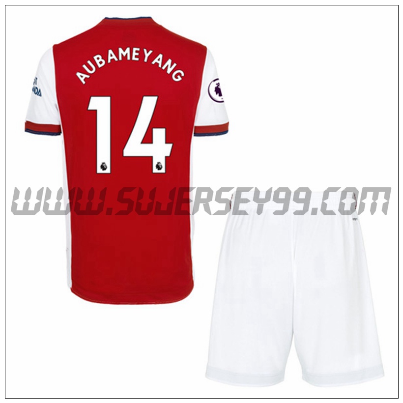 Primera Equipacion del FC Arsenal Pierre-Emerick Aubameyang 14 Ninos 2021 2022