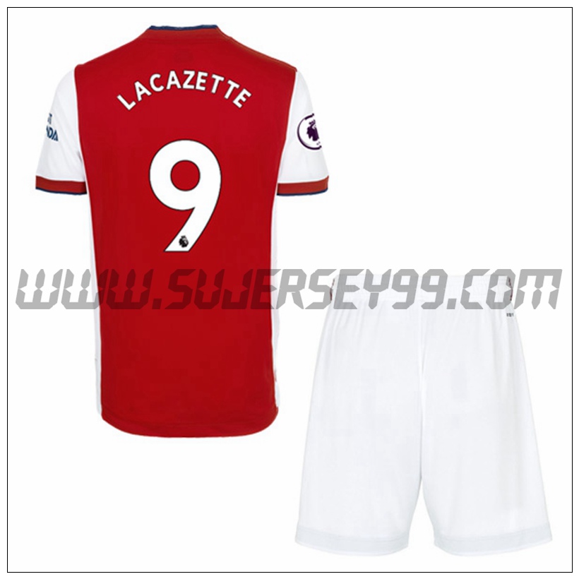 Primera Equipacion del FC Arsenal Alexandre Lacazette 9 Ninos 2021 2022