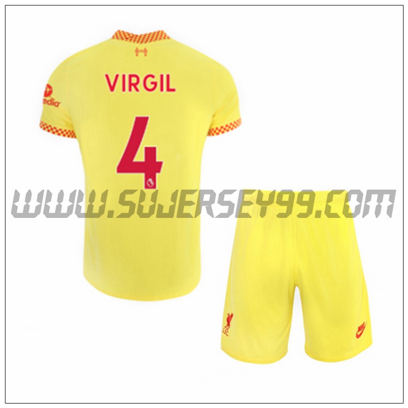 Tercera Equipacion del FC Liverpool Virgil 4 Ninos 2021 2022