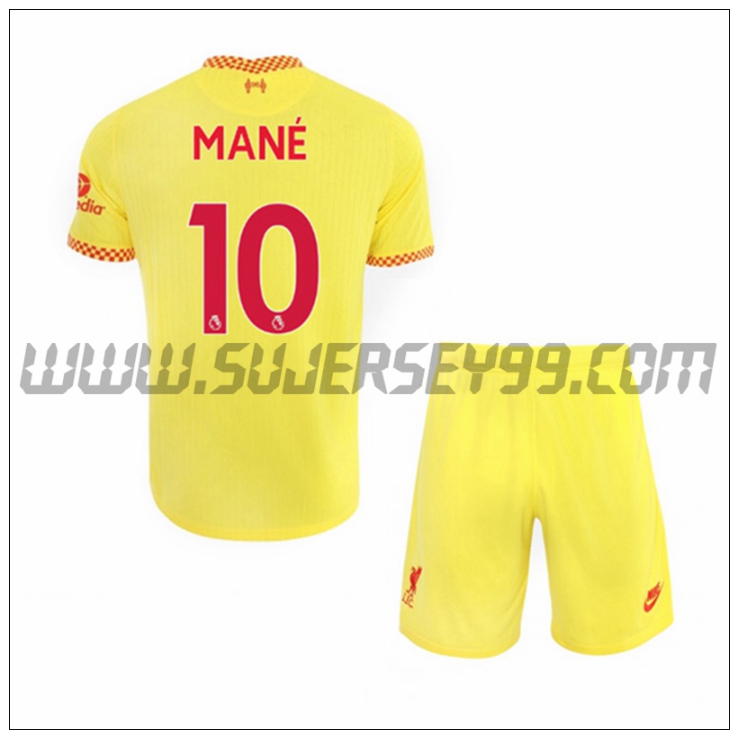 Tercera Equipacion del FC Liverpool Sadio Mane 10 Ninos 2021 2022