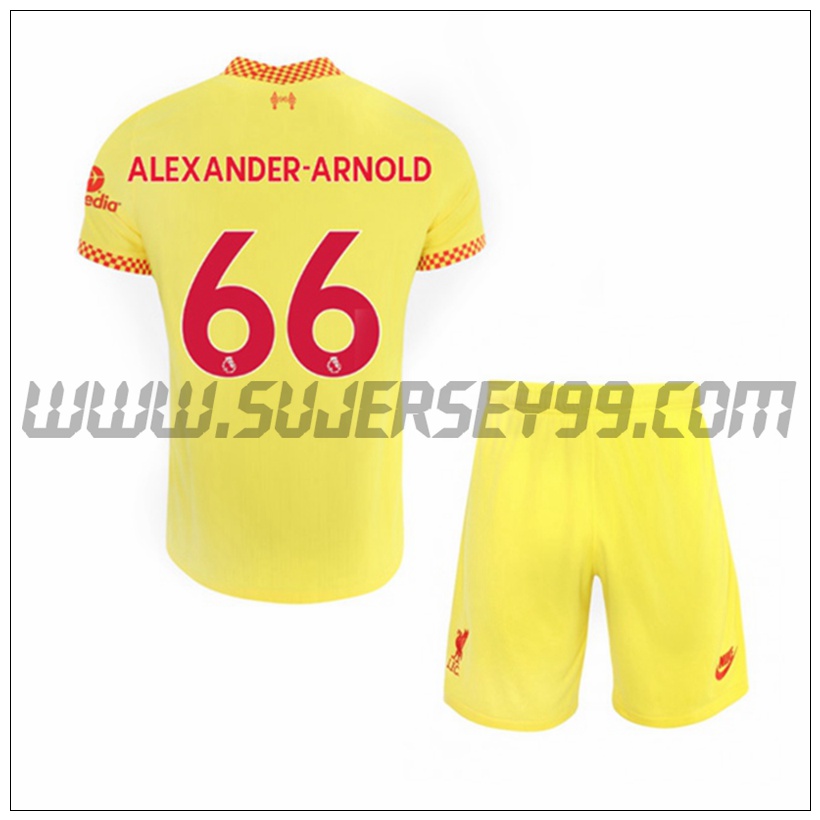 Tercera Equipacion del FC Liverpool Alexander Arnold 66 Ninos 2021 2022