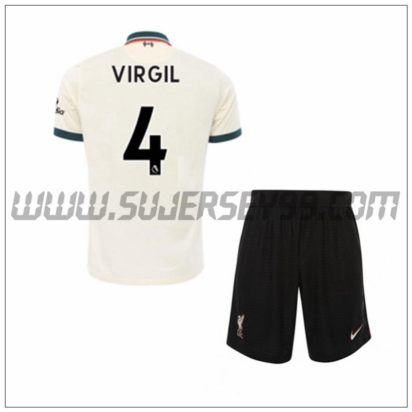 Segunda Equipacion del FC Liverpool Virgil 4 Ninos 2021 2022