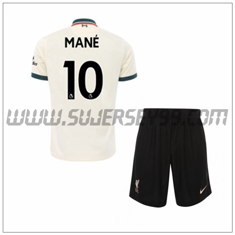 Segunda Equipacion del FC Liverpool Sadio Mane 10 Ninos 2021 2022