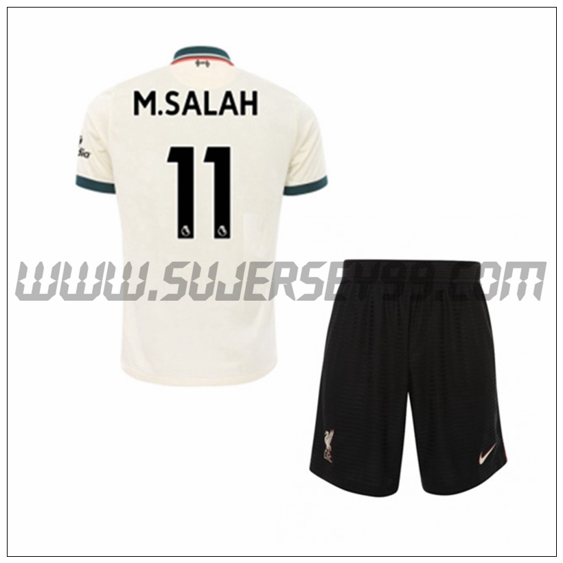 Segunda Equipacion del FC Liverpool Mohamed Salah 11 Ninos 2021 2022