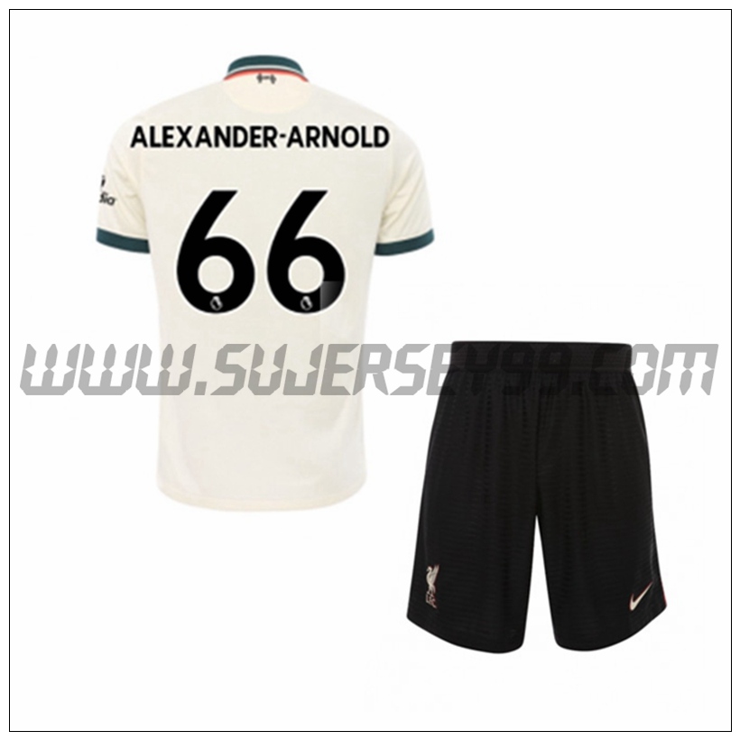 Segunda Equipacion del FC Liverpool Alexander Arnold 66 Ninos 2021 2022