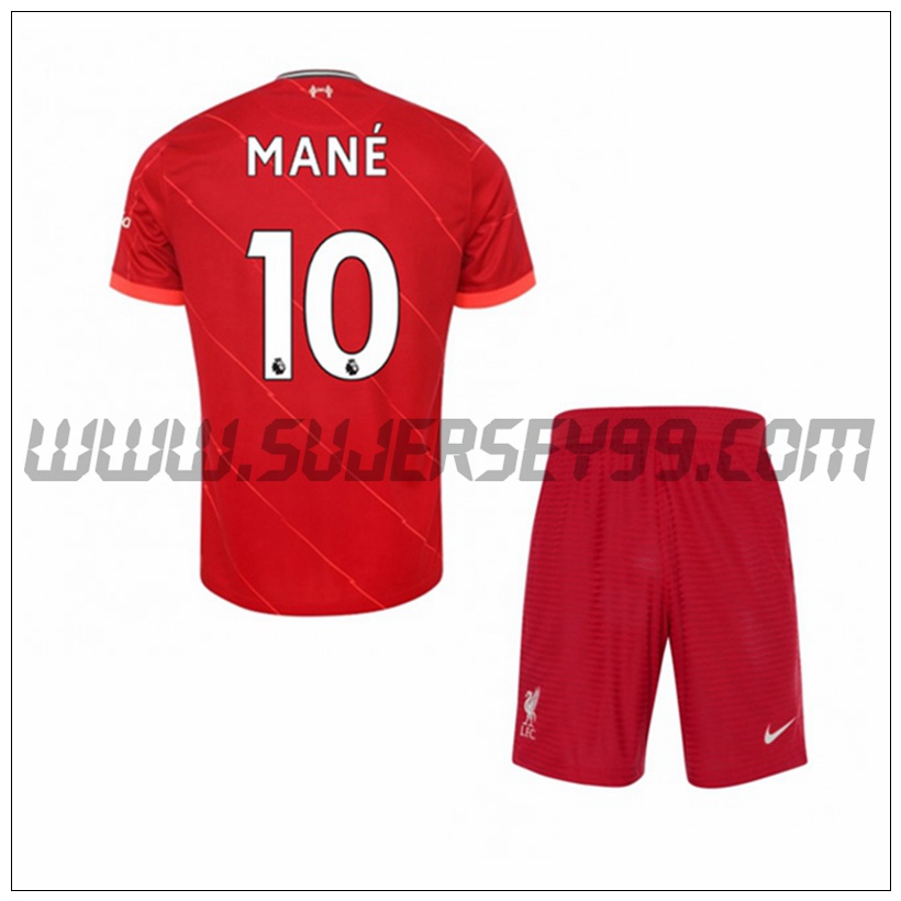 Primera Equipacion del FC Liverpool Sadio Mane 10 Ninos 2021 2022