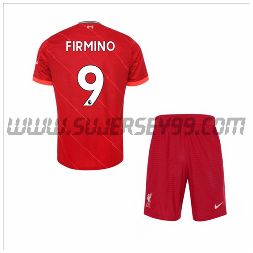 Primera Equipacion del FC Liverpool Roberto Firmino 9 Ninos 2021 2022