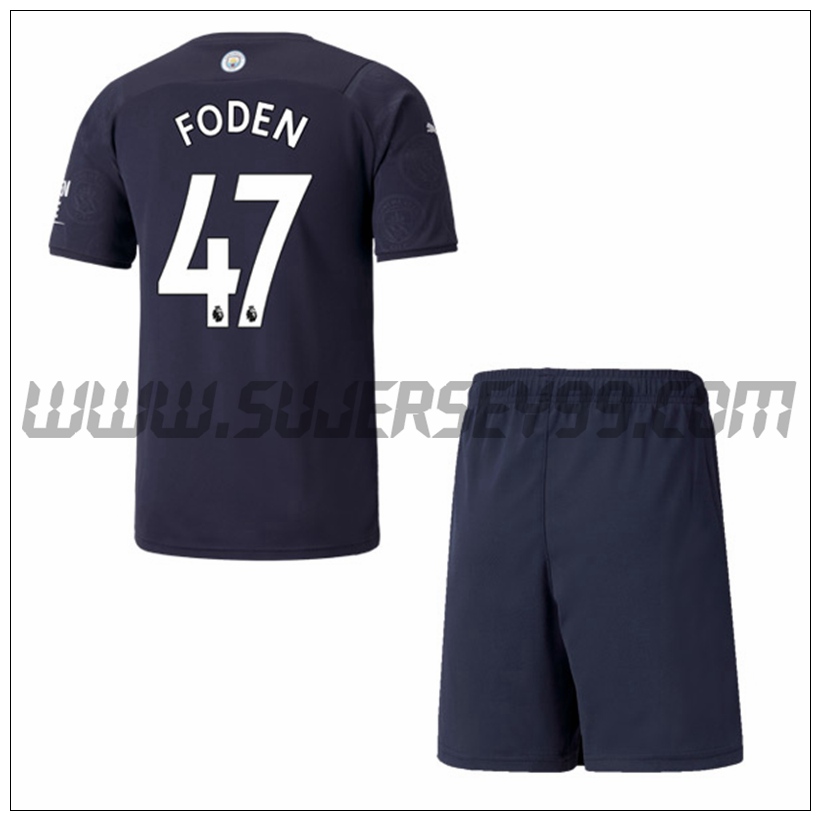 Tercera Equipacion del Manchester City FODEN 47 Ninos 2021 2022