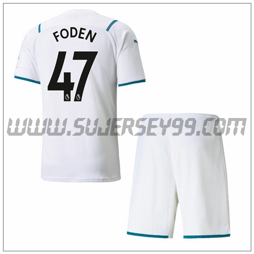 Segunda Equipacion del Manchester City FODEN 47 Ninos 2021 2022