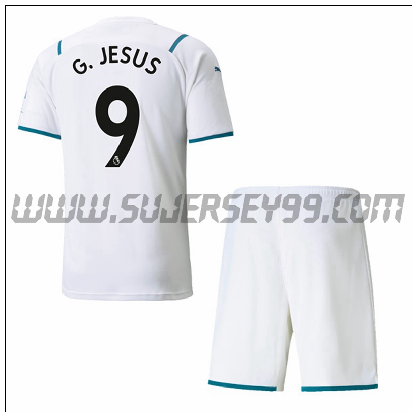 Segunda Equipacion del Manchester City G.JESUS 9 Ninos 2021 2022