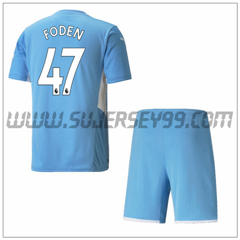 Primera Equipacion del Manchester City FODEN 47 Ninos 2021 2022