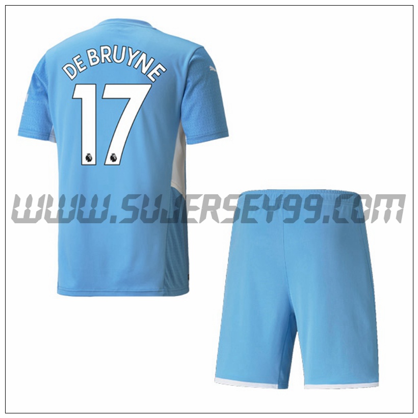 Primera Equipacion del Manchester City DEBRUYNE 17 Ninos 2021 2022