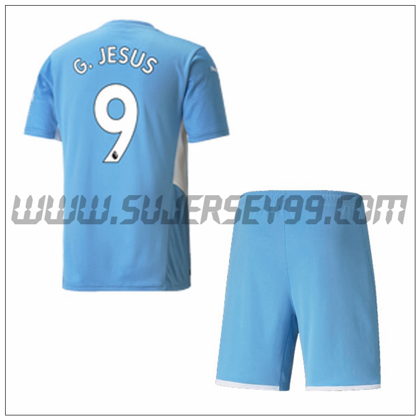 Primera Equipacion del Manchester City G.JESUS 9 Ninos 2021 2022