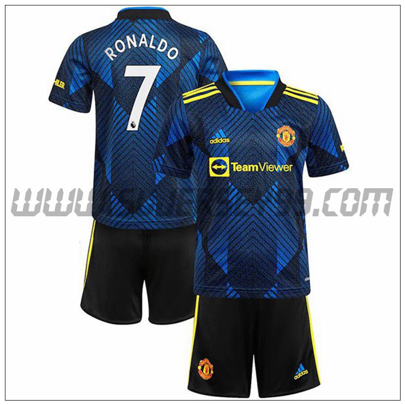 Tercera Equipacion del Manchester United Ronaldo 7 Ninos 2021 2022