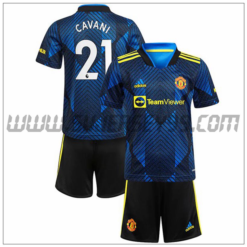 Tercera Equipacion del Manchester United Cavani 21 Ninos 2021 2022